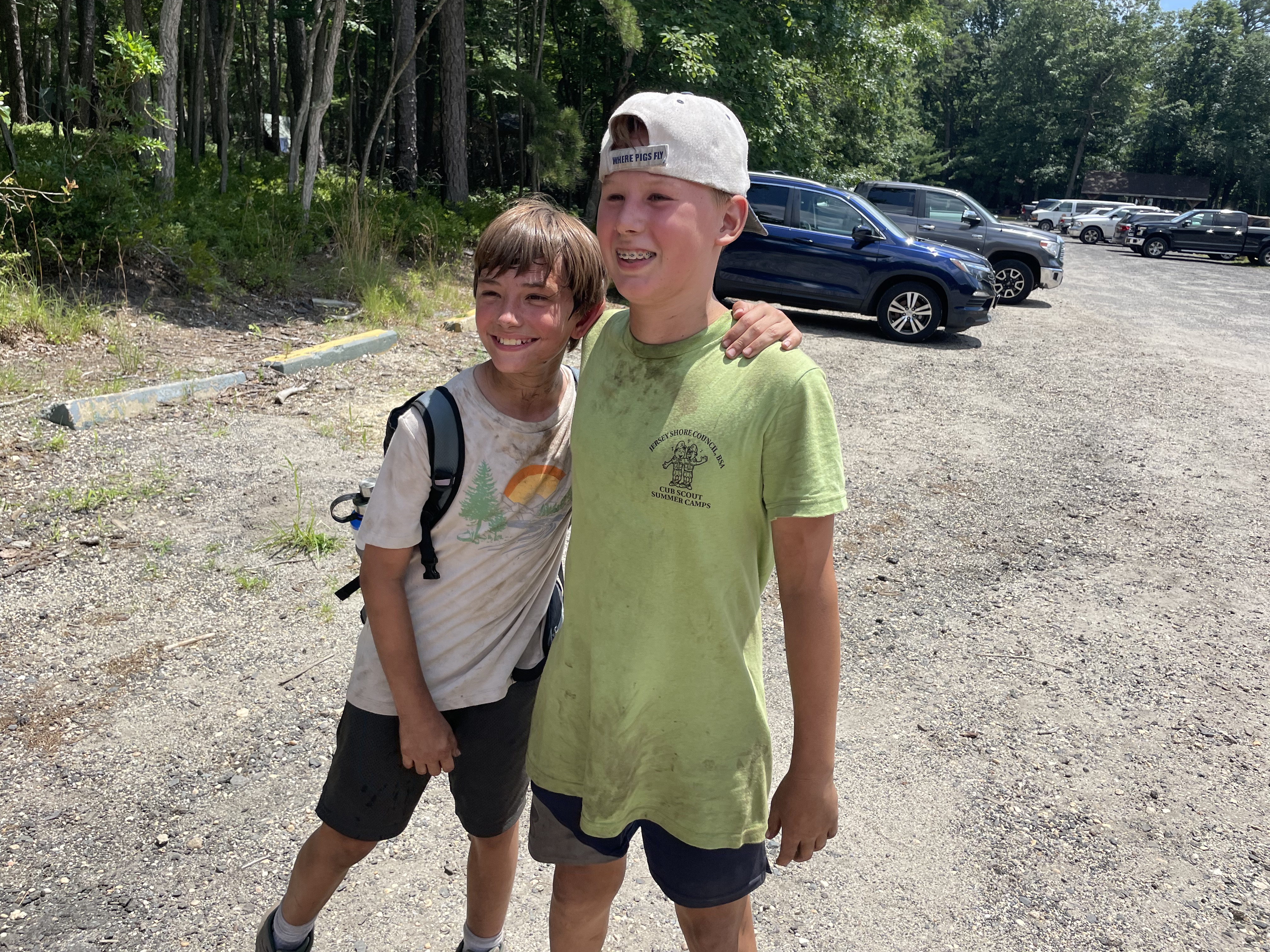 Two boys covered in dirt